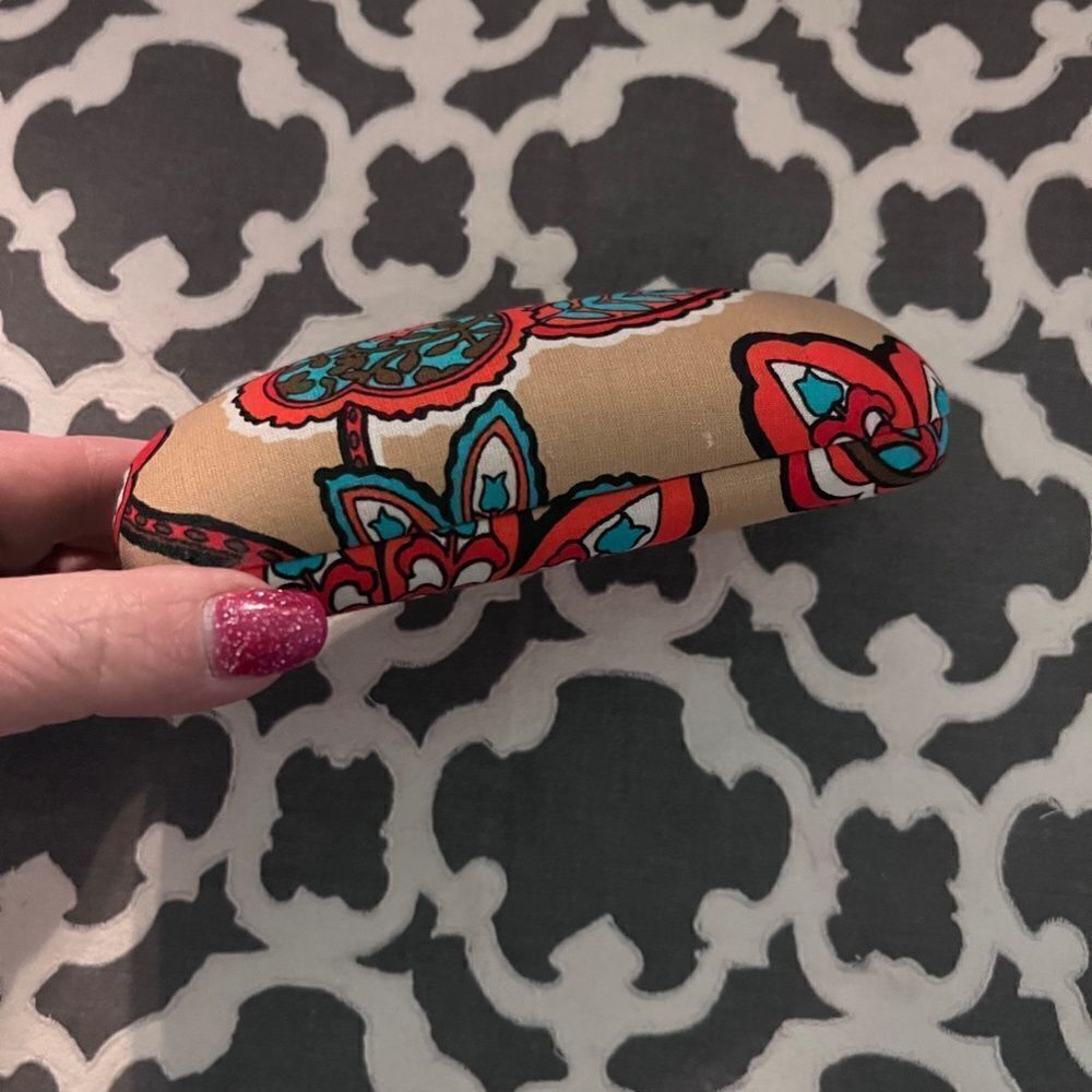 Vera Bradley Glasses Case Floral Brown Blue Red Like NEW - Picture 4 of 8